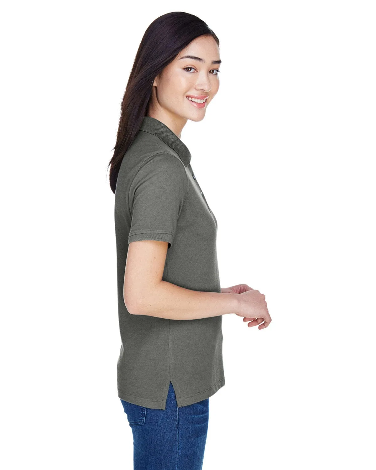 Harriton Ladies Easy Blend Polo Shirt | Charcoal