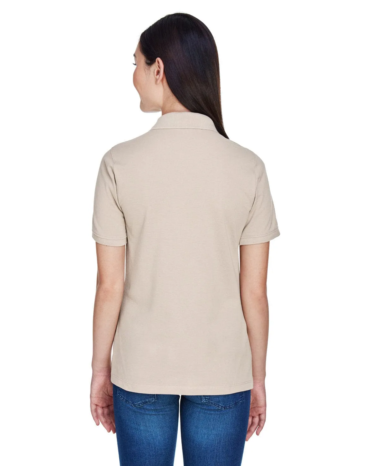 Harriton Ladies Easy Blend Polo Shirt | Stone