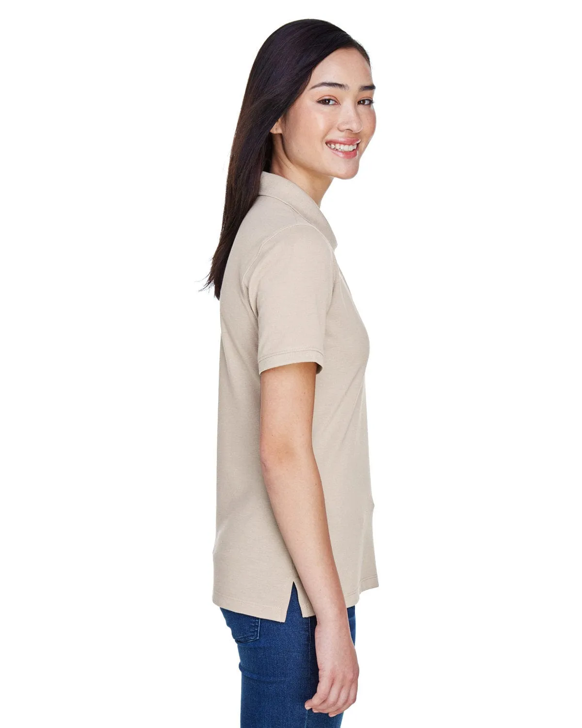 Harriton Ladies Easy Blend Polo Shirt | Stone