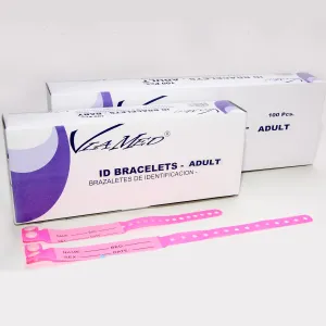 ID Bracelet Pink Hospital Medical Resort Adult Write On Disposable 100 Pcs NEW