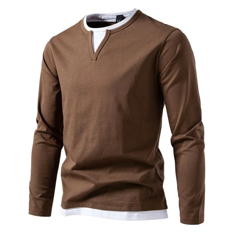 Jareth - Men's Fake Two-Piece Double-Layer Long-Sleeved T-Shirt
