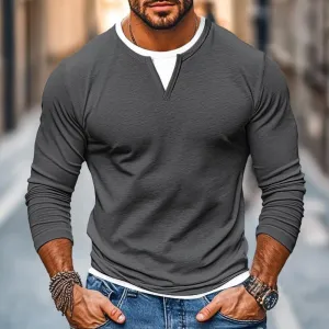 Jareth - Men's Fake Two-Piece Double-Layer Long-Sleeved T-Shirt