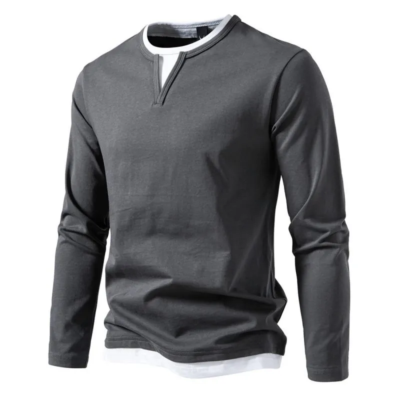 Jareth - Men's Fake Two-Piece Double-Layer Long-Sleeved T-Shirt