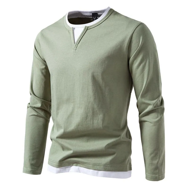 Jareth - Men's Fake Two-Piece Double-Layer Long-Sleeved T-Shirt