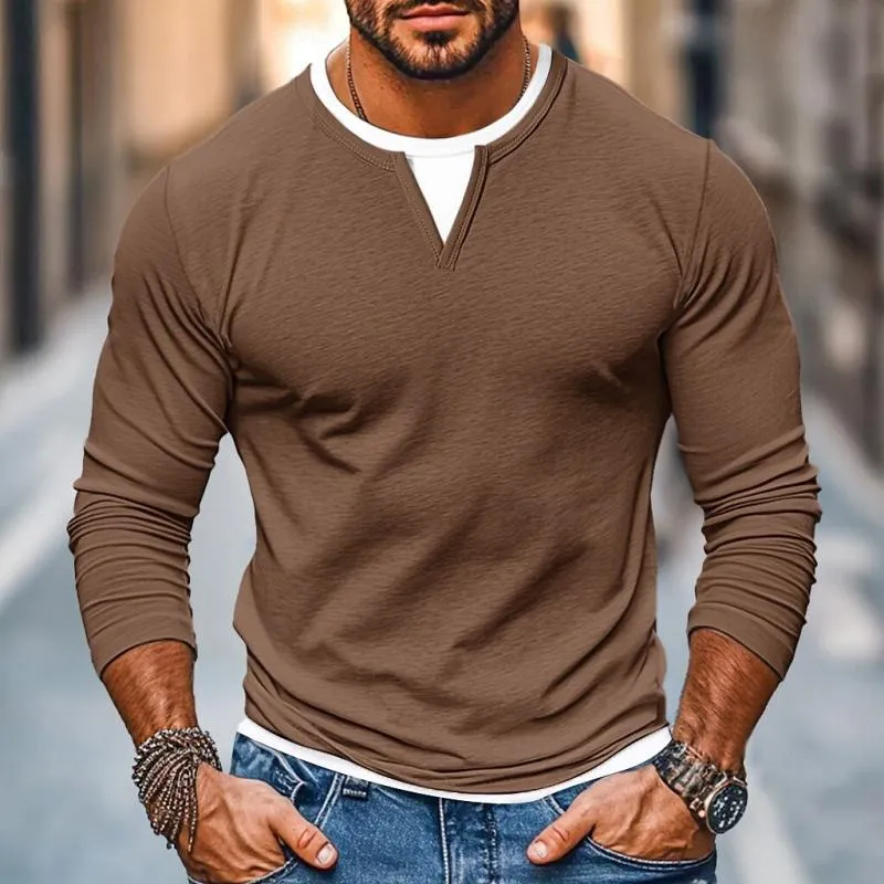 Jareth - Men's Fake Two-Piece Double-Layer Long-Sleeved T-Shirt