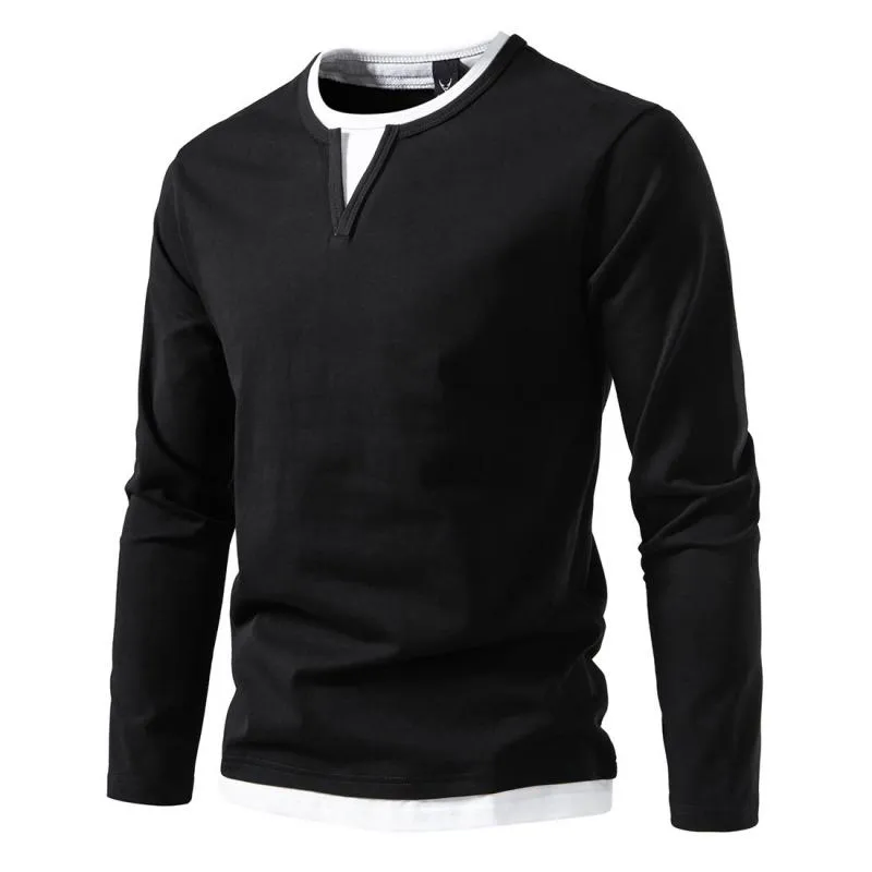 Jareth - Men's Fake Two-Piece Double-Layer Long-Sleeved T-Shirt