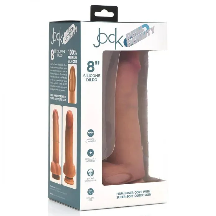 Jock Dual Density Silicone 8 Inch Dildo with Balls & Suction Cup - Vanilla