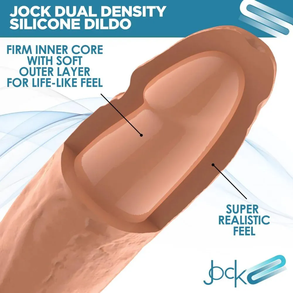Jock Dual Density Silicone 8 Inch Dildo with Balls & Suction Cup - Vanilla