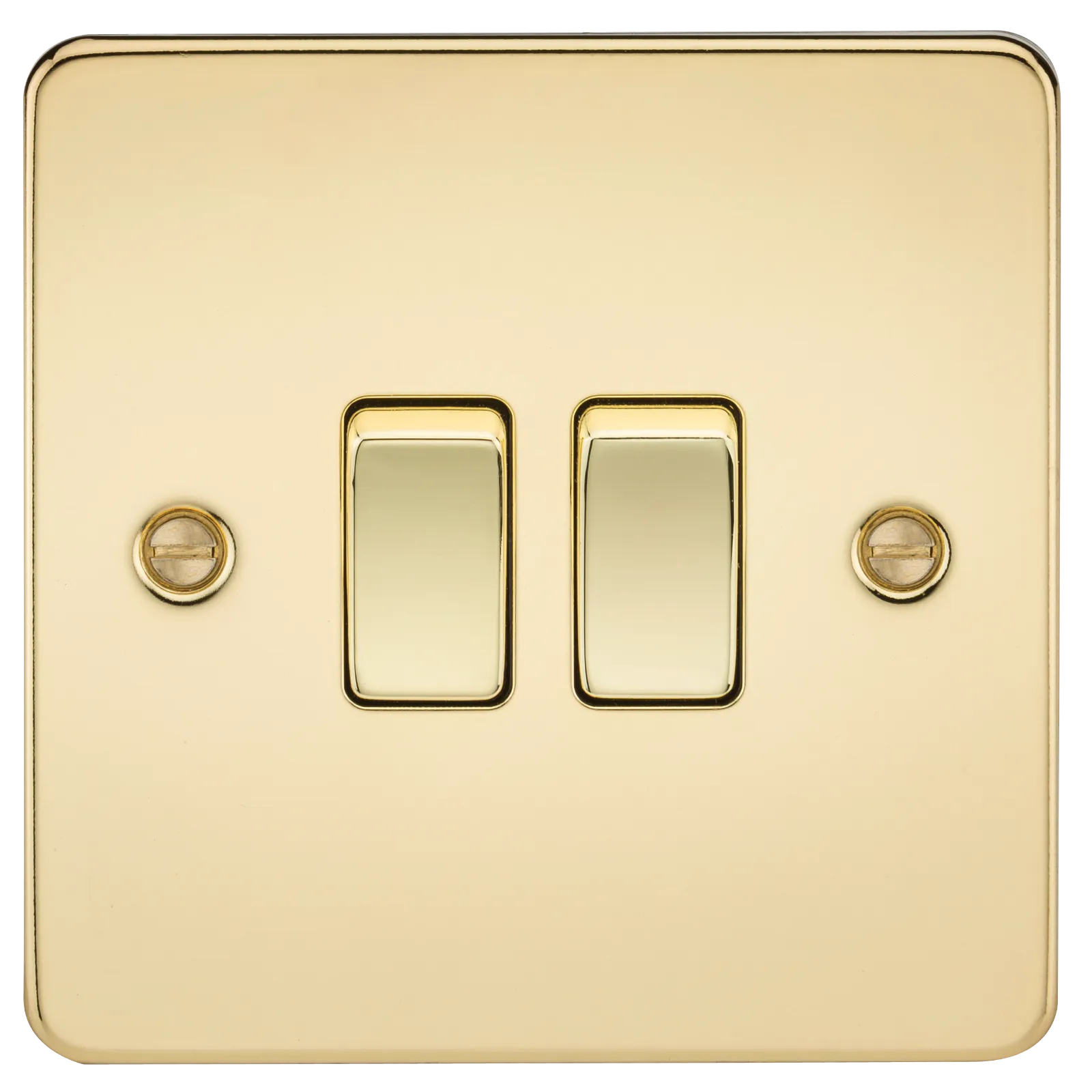 Knightsbridge FP3000PB Flat Plate 10AX 2G 2-Way Switch - Polished Brass