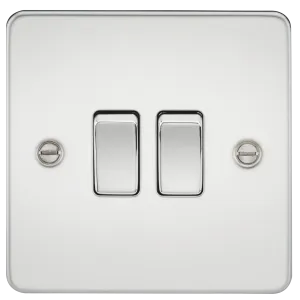 Knightsbridge FP3000PC Flat Plate 10AX 2G 2-Way Switch - Polished Chrome
