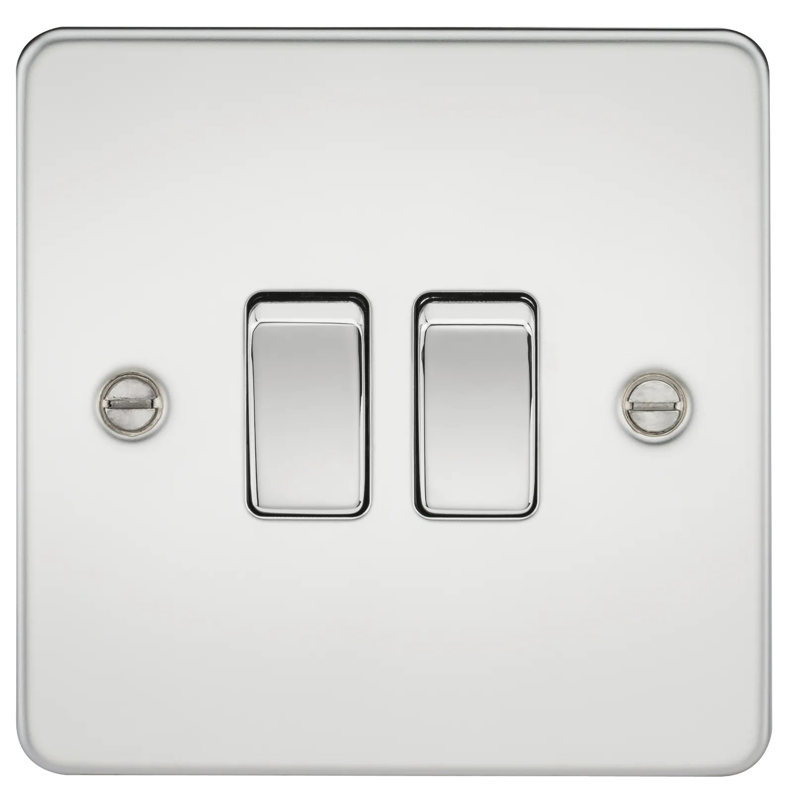 Knightsbridge FP3000PC Flat Plate 10AX 2G 2-Way Switch - Polished Chrome