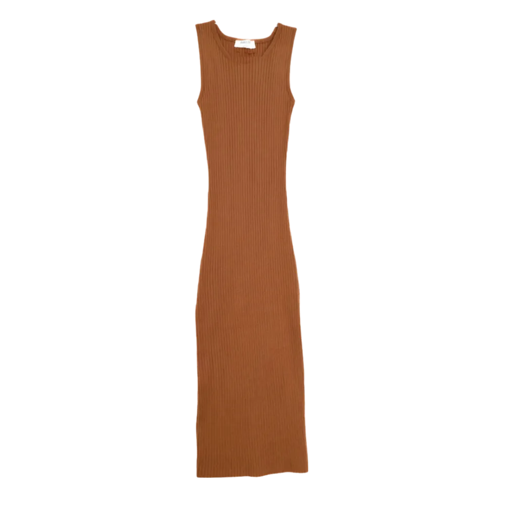 Knit Contour Sweater Dress - Brown