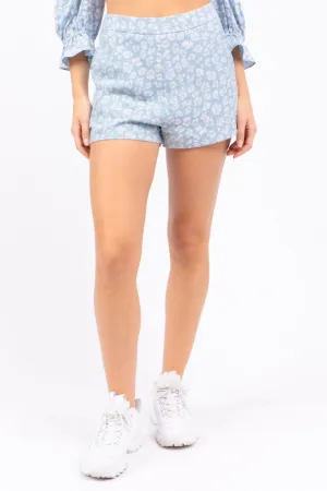 Leopard Chambray High Waist Shorts