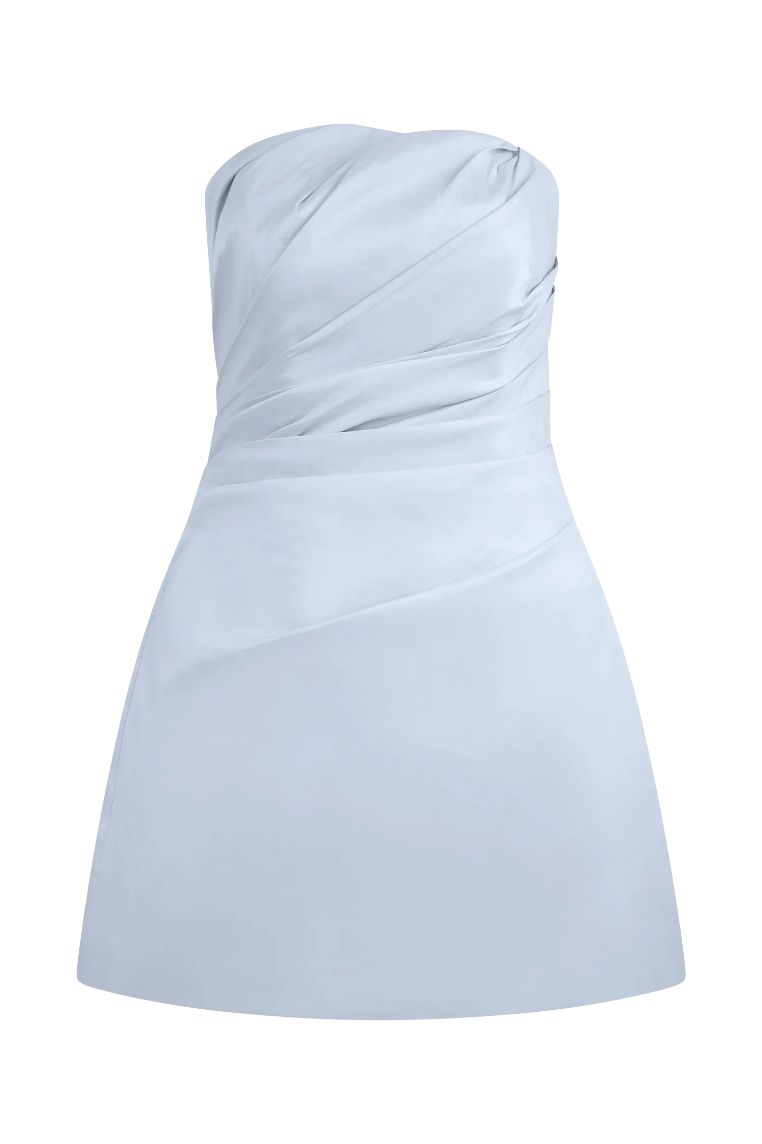 Leslie Gathered Taffeta Mini Dress - Frosted Blue