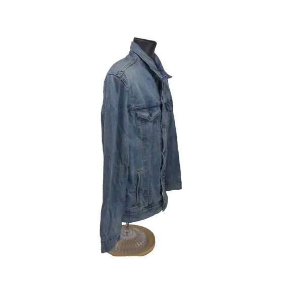 Levi's Jacket Mens L Blue Denim Jean Trucker Button Down Light Wash Vintage 90's