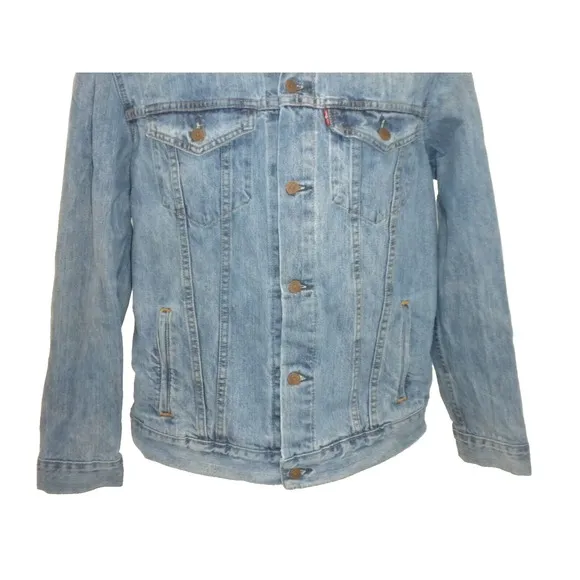 Levi's Jacket Mens L Blue Denim Jean Trucker Button Down Light Wash Vintage 90's