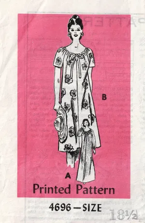 Mail Order 4696 Womens Half Size Muu Muu Style Dress or Nightgown 1970s Vintage Sewing Pattern Bust 41 inches