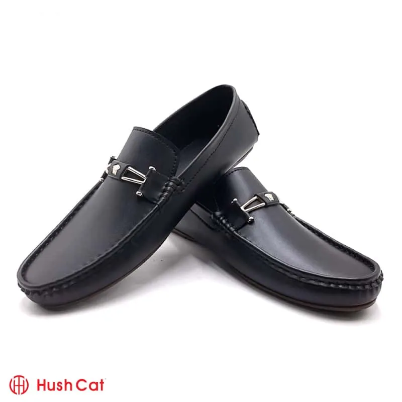 Men's Black Executive Casual Mat Leather Shoes