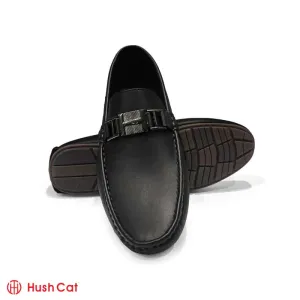 Men's Casual Black Mat Leather With Chorome Buckle Shoes