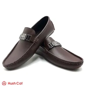 Men's Casual Brown Mat Leather With Chorome Buckle Shoes