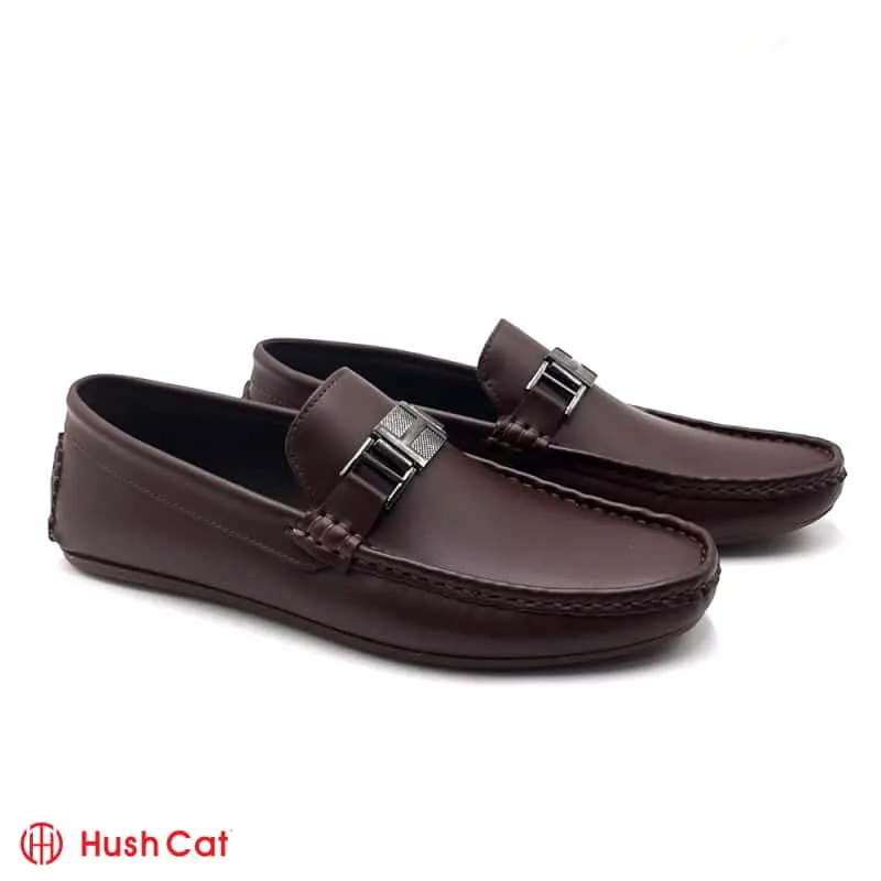 Men's Casual Brown Mat Leather With Chorome Buckle Shoes
