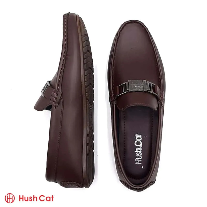 Men's Casual Brown Mat Leather With Chorome Buckle Shoes