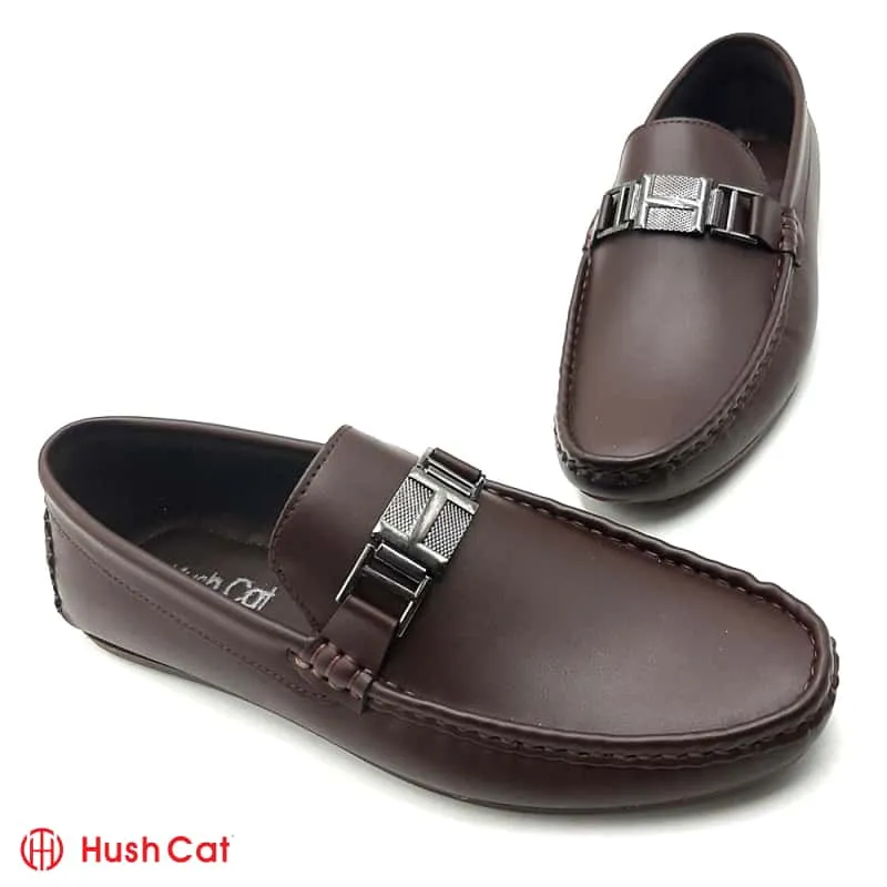 Men's Casual Brown Mat Leather With Chorome Buckle Shoes