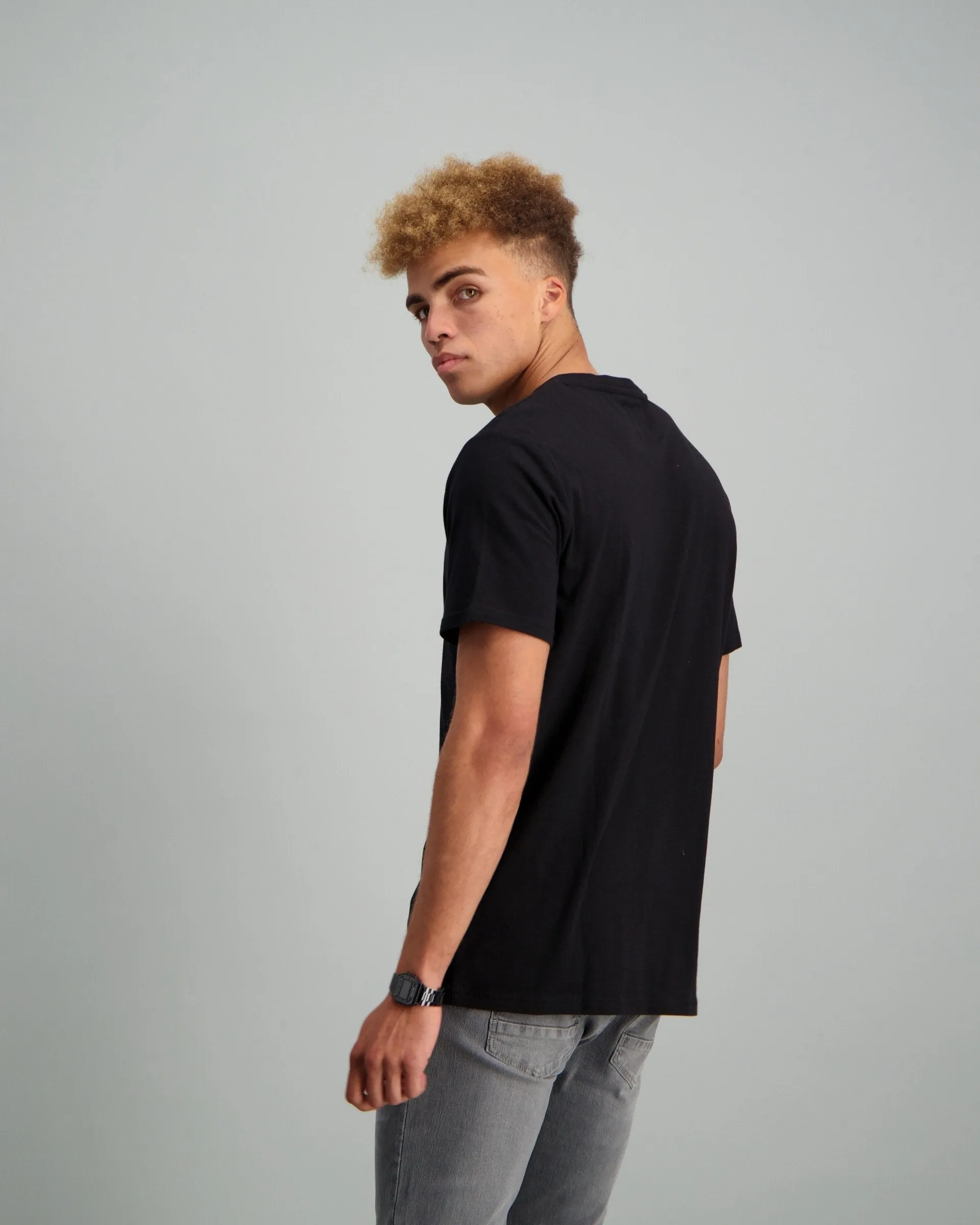 Men's Stretch Basic V-Neck Slim T-Shirt - Black