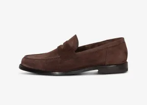 Mocassino college in suede cioccolato