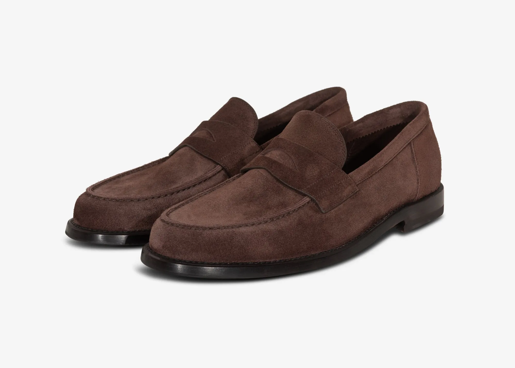 Mocassino college in suede cioccolato
