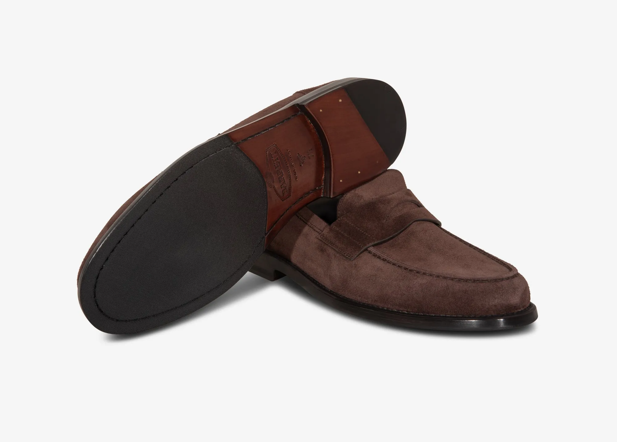 Mocassino college in suede cioccolato