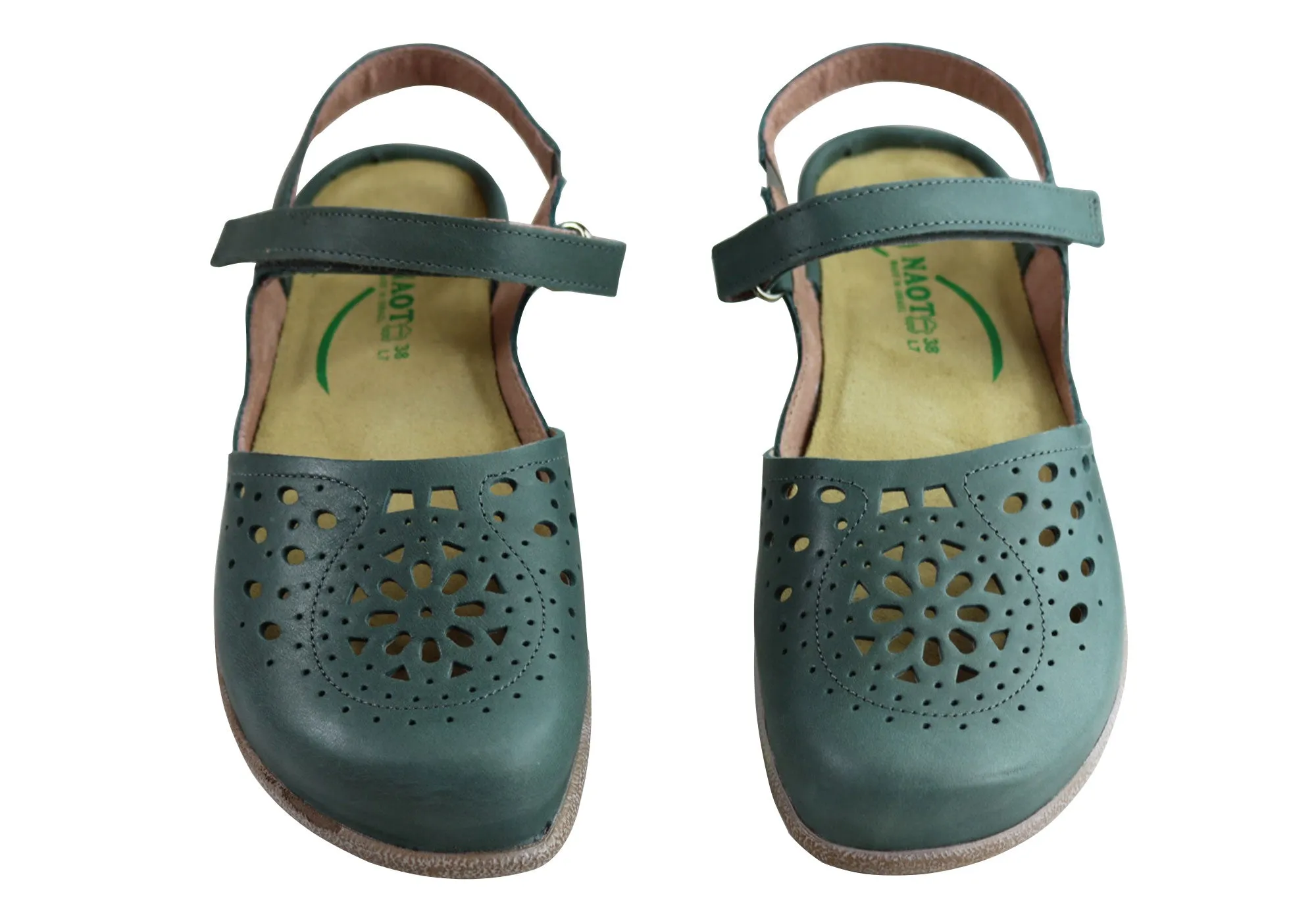 Naot Arataki Womens Closed Toe Orthotic Friendly Leather Flat Sandals