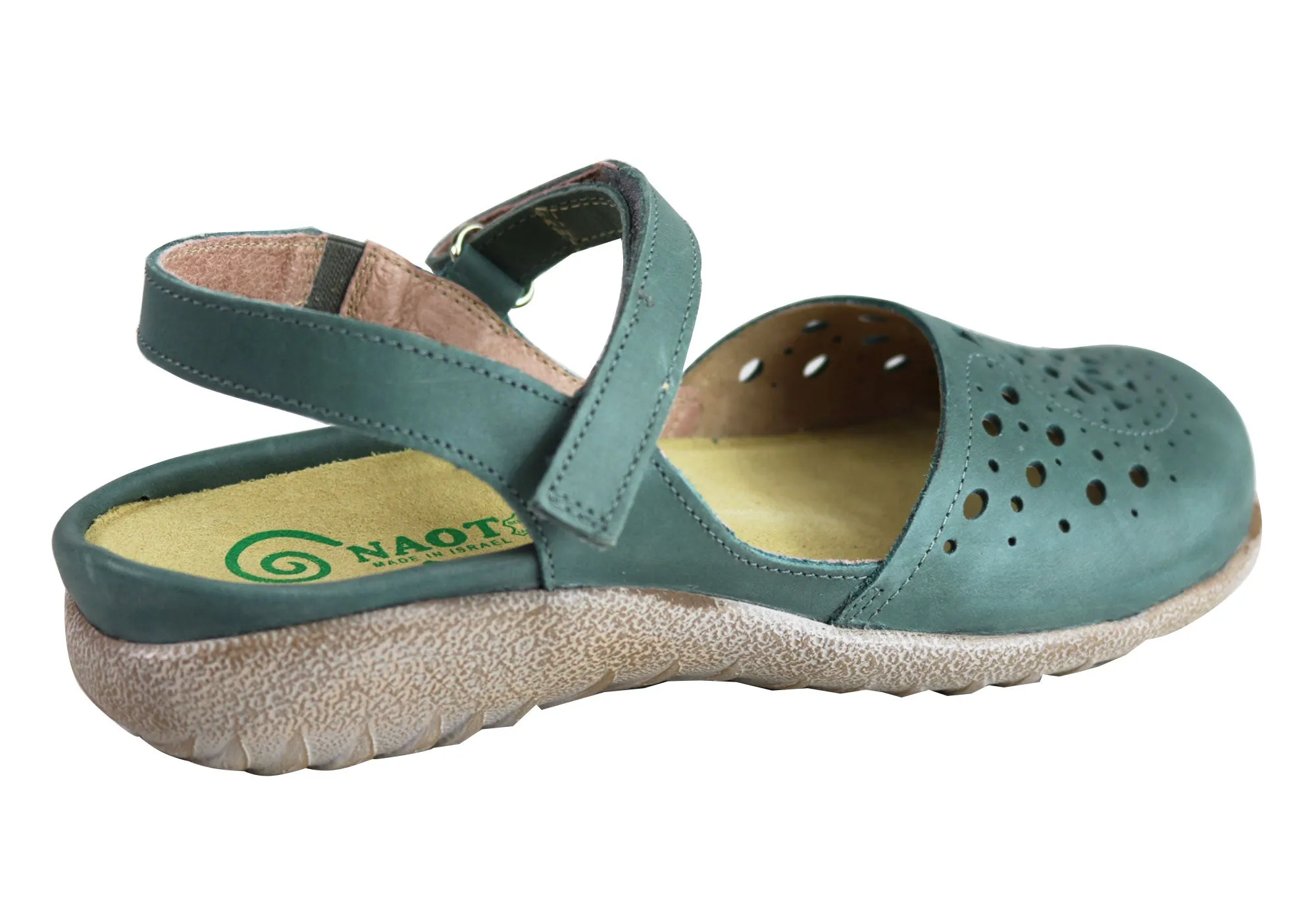 Naot Arataki Womens Closed Toe Orthotic Friendly Leather Flat Sandals