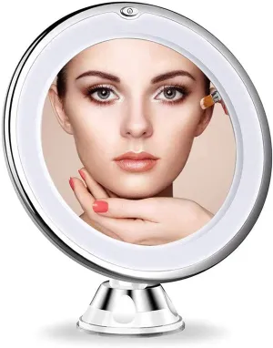 New in box! Battery Operated Ultra Flexible LED Illuminated 10X Magnification Mirror! Strong suction mount!