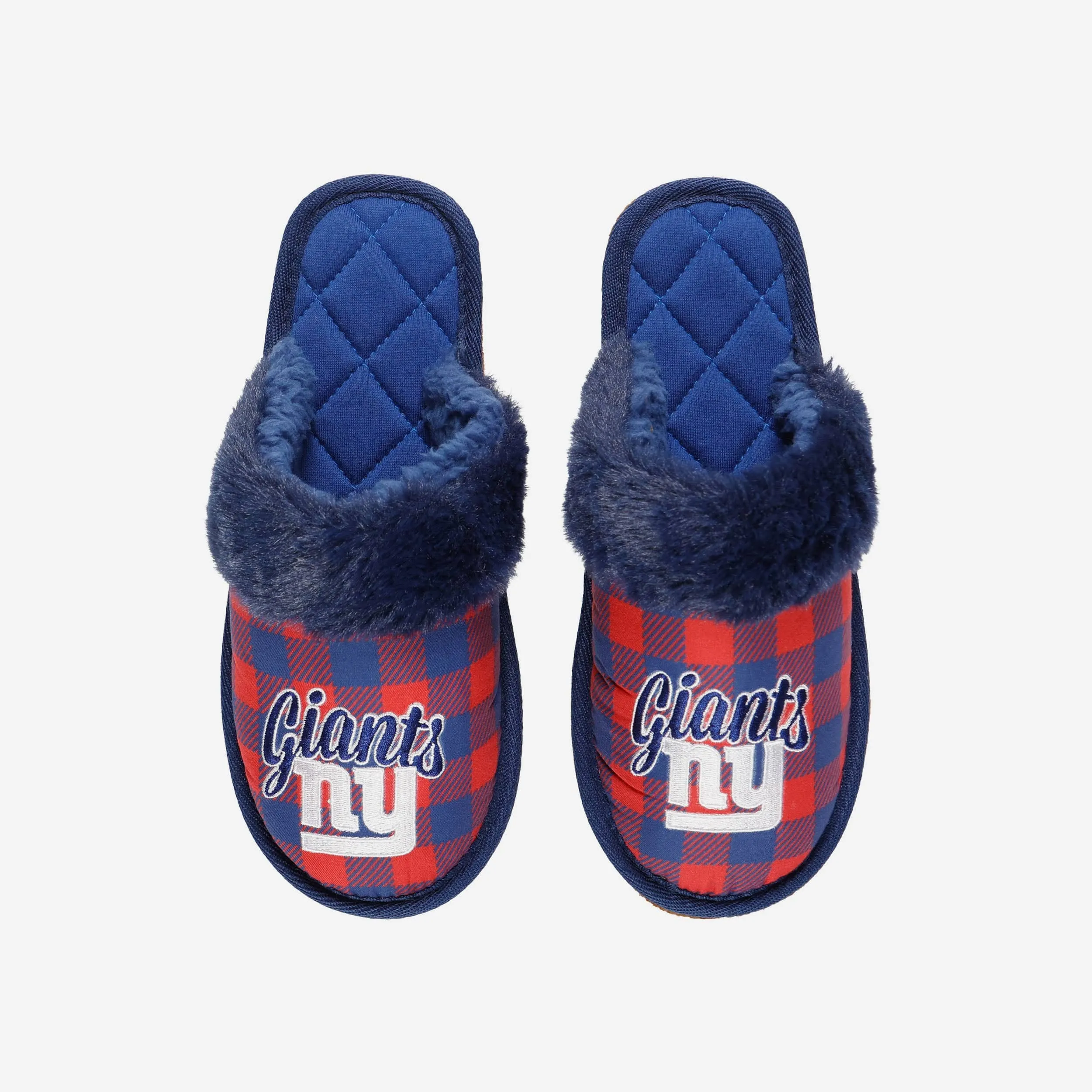 New York Giants Womens Plaid Sherpa Mule Slipper