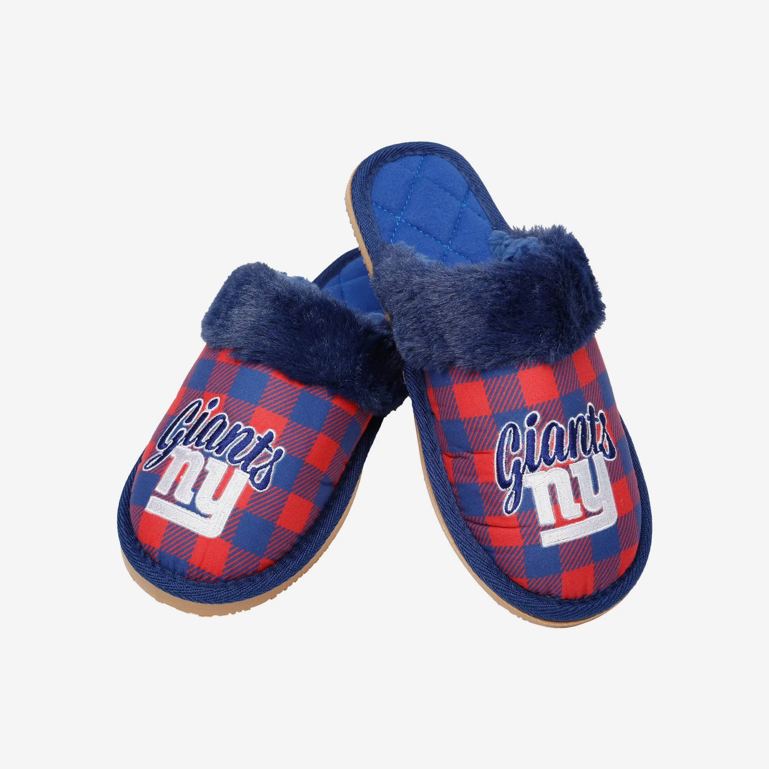 New York Giants Womens Plaid Sherpa Mule Slipper