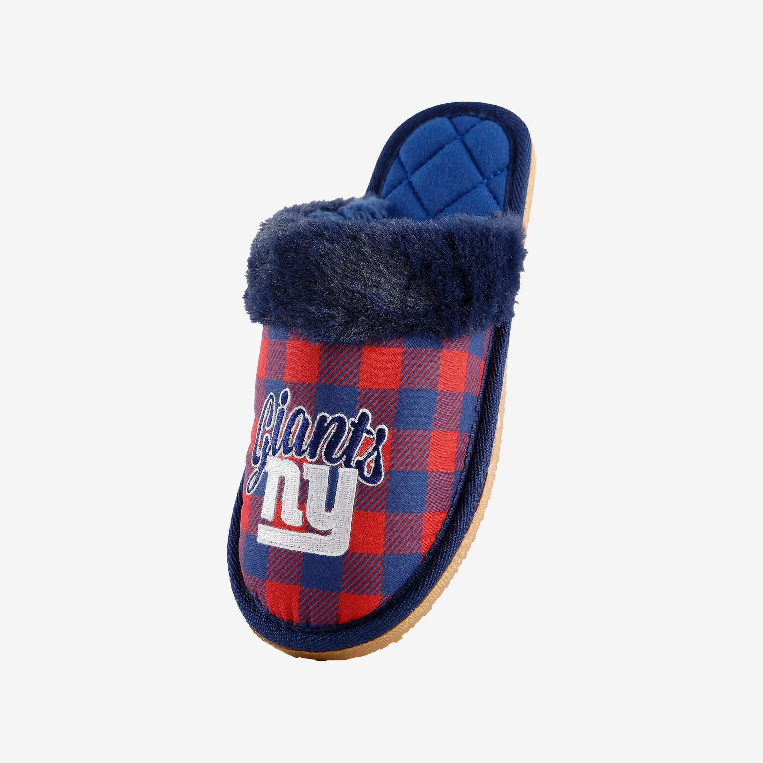 New York Giants Womens Plaid Sherpa Mule Slipper