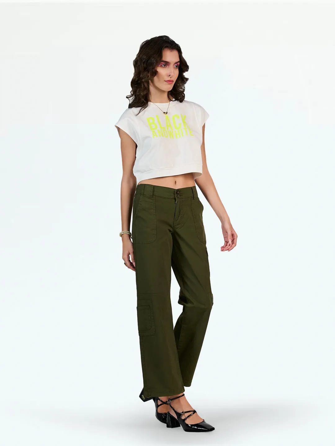 Olive Double Button Parachute Jogger