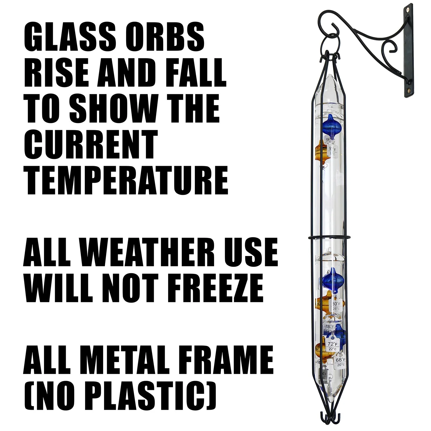 Outdoor Hanging (23" Tall) Galileo Thermometer - 2025 Update