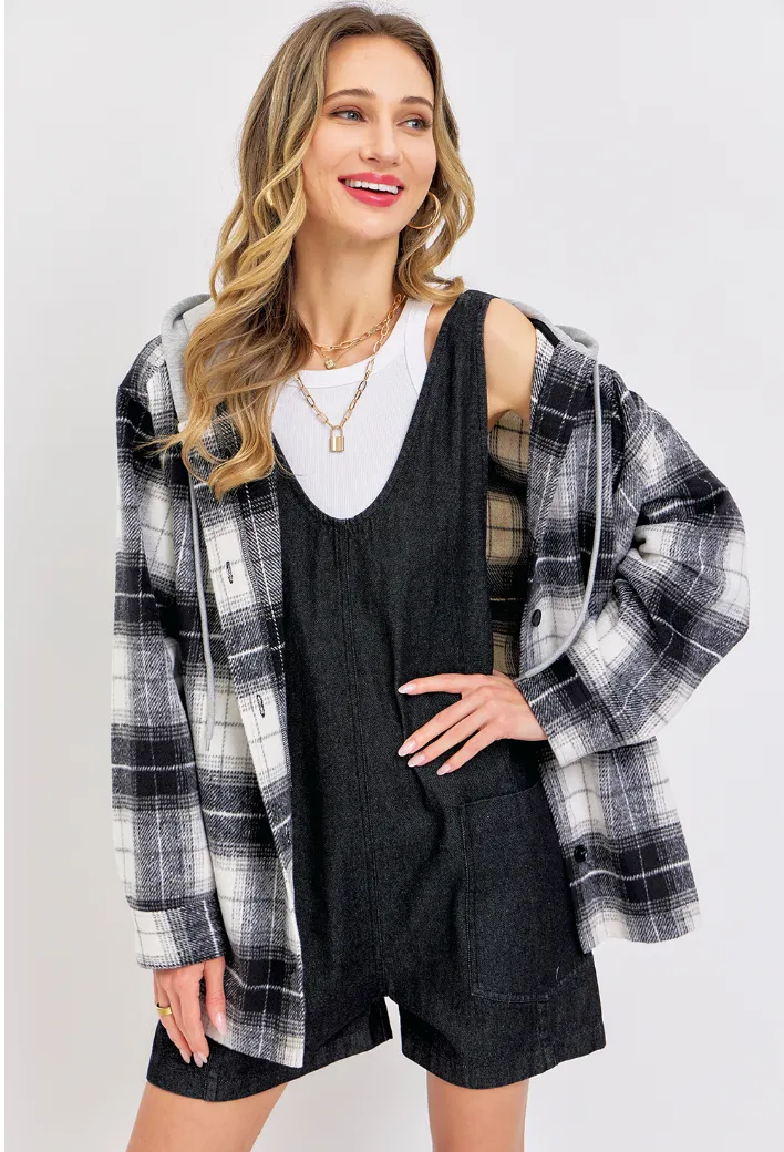 Overall Romper - Black Denim