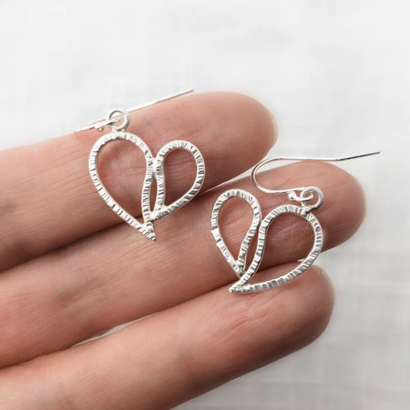 Paisley Textured Heart Shaped Earrings