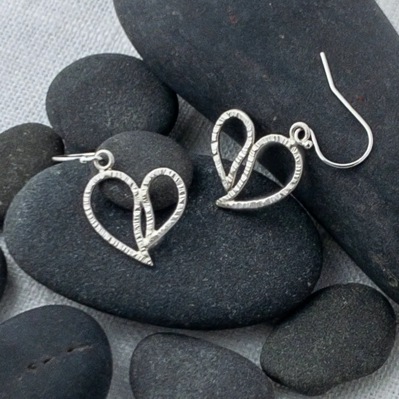 Paisley Textured Heart Shaped Earrings