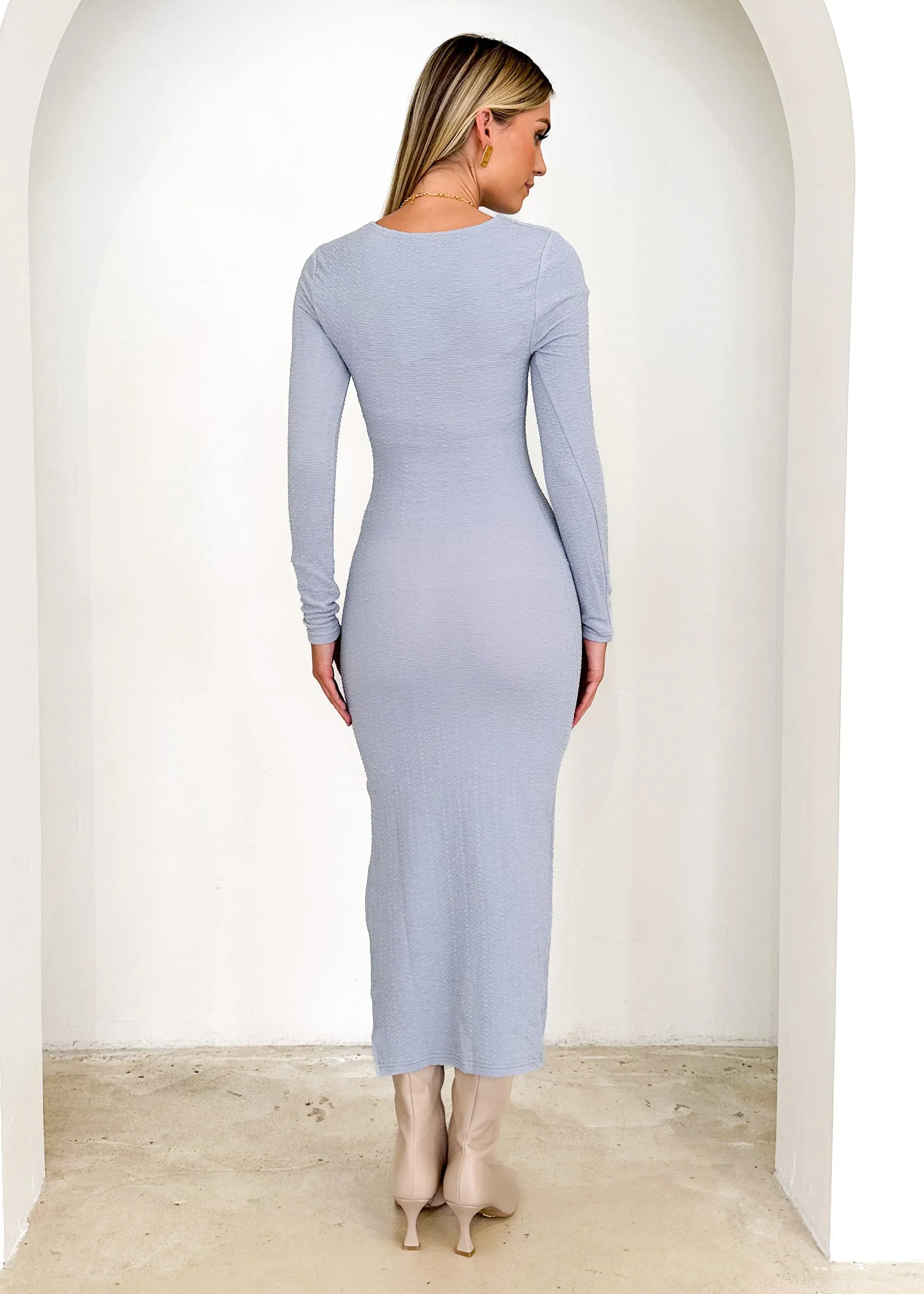Palma Knit Midi Dress - Cadet Grey