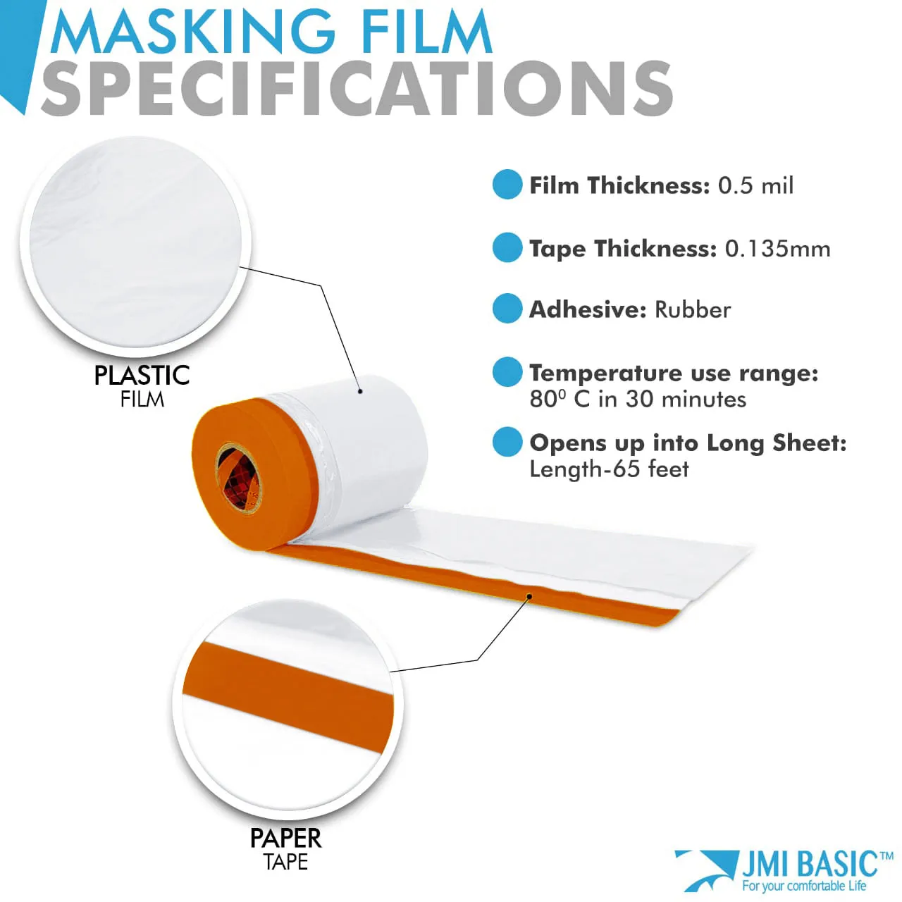 Pre Taped Masking Film - Assorted Size - Car Painters Plastic Sheeting Orange Automotive Paint Tape
