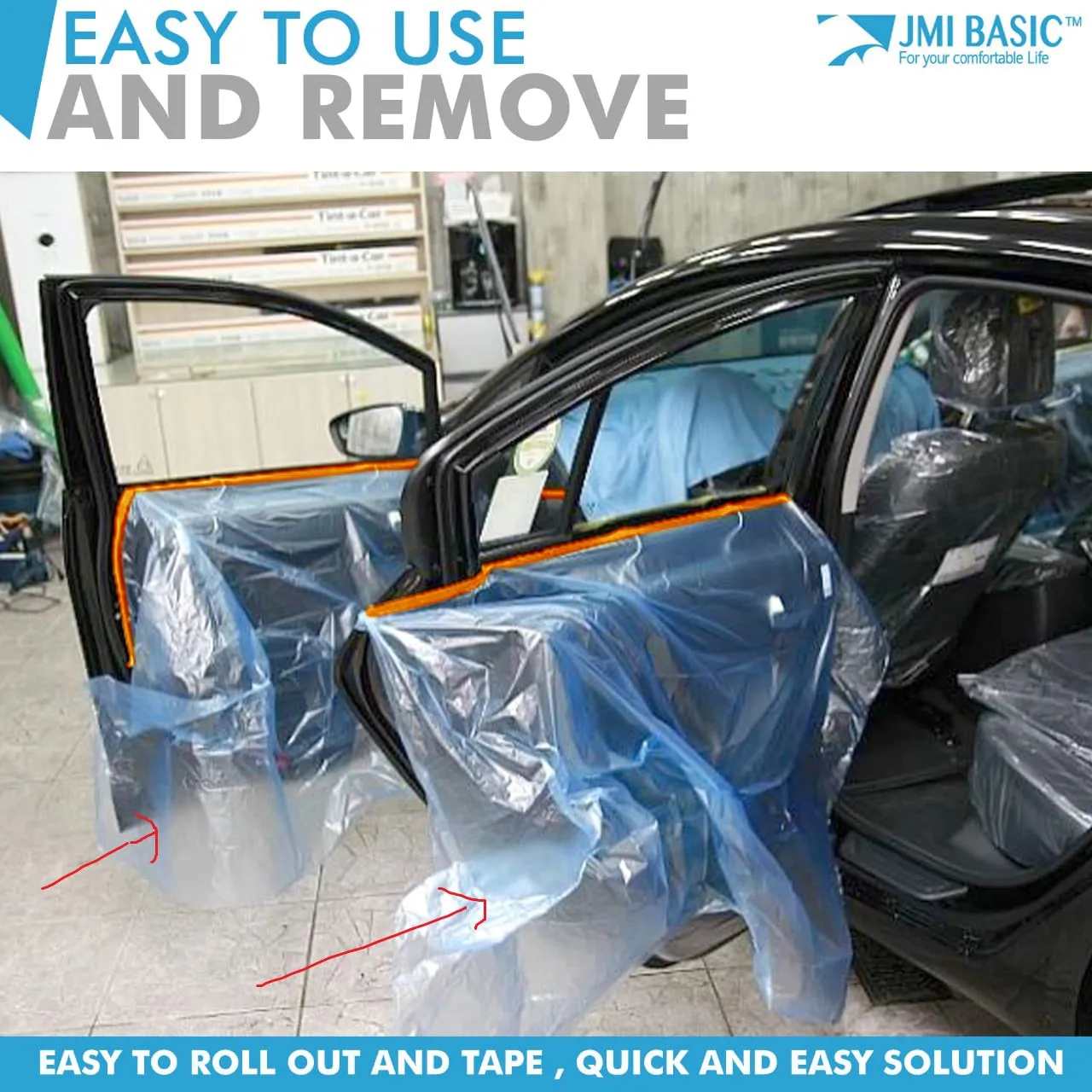 Pre Taped Masking Film - Assorted Size - Car Painters Plastic Sheeting Orange Automotive Paint Tape