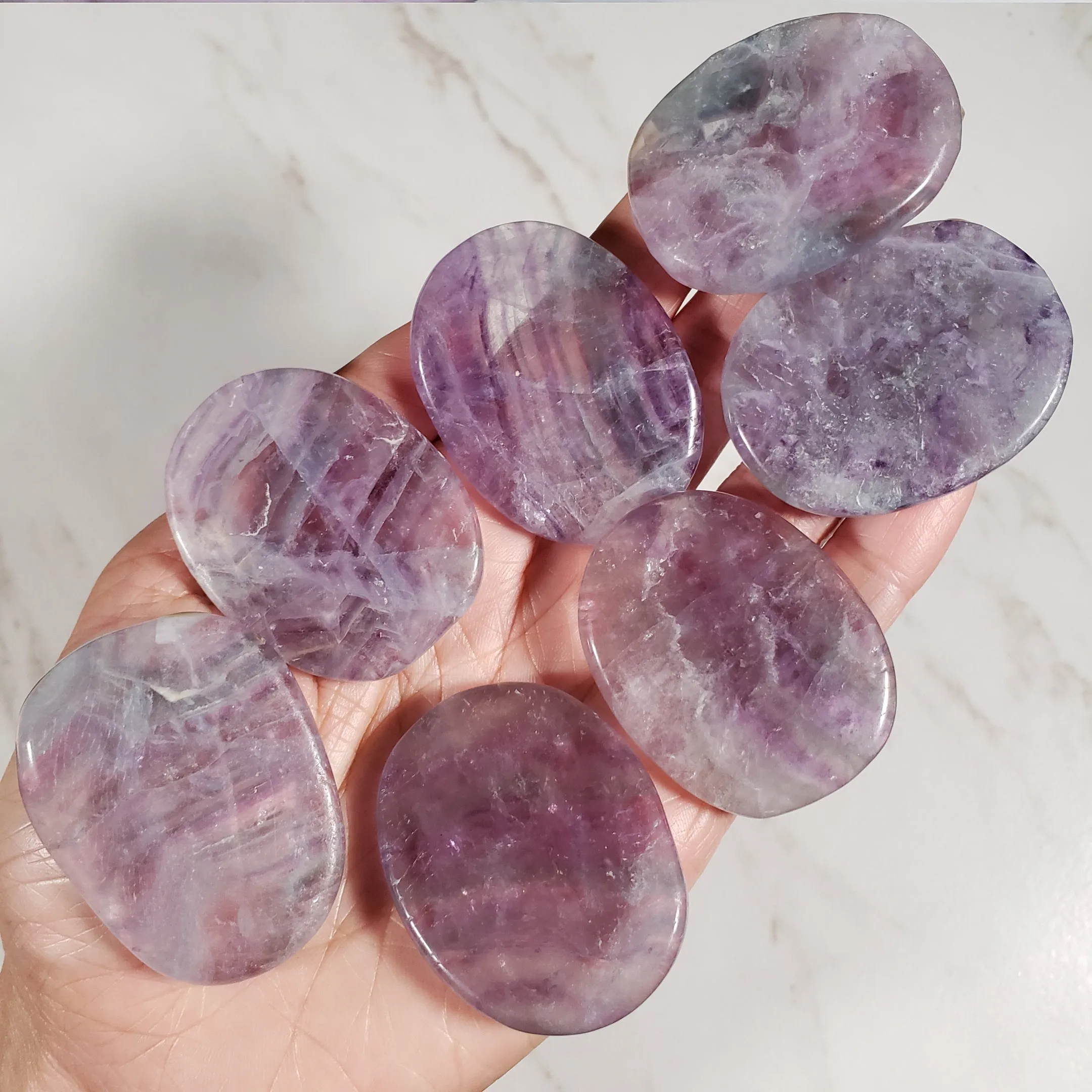 Rainbow Fluorite Flat Palm Stone