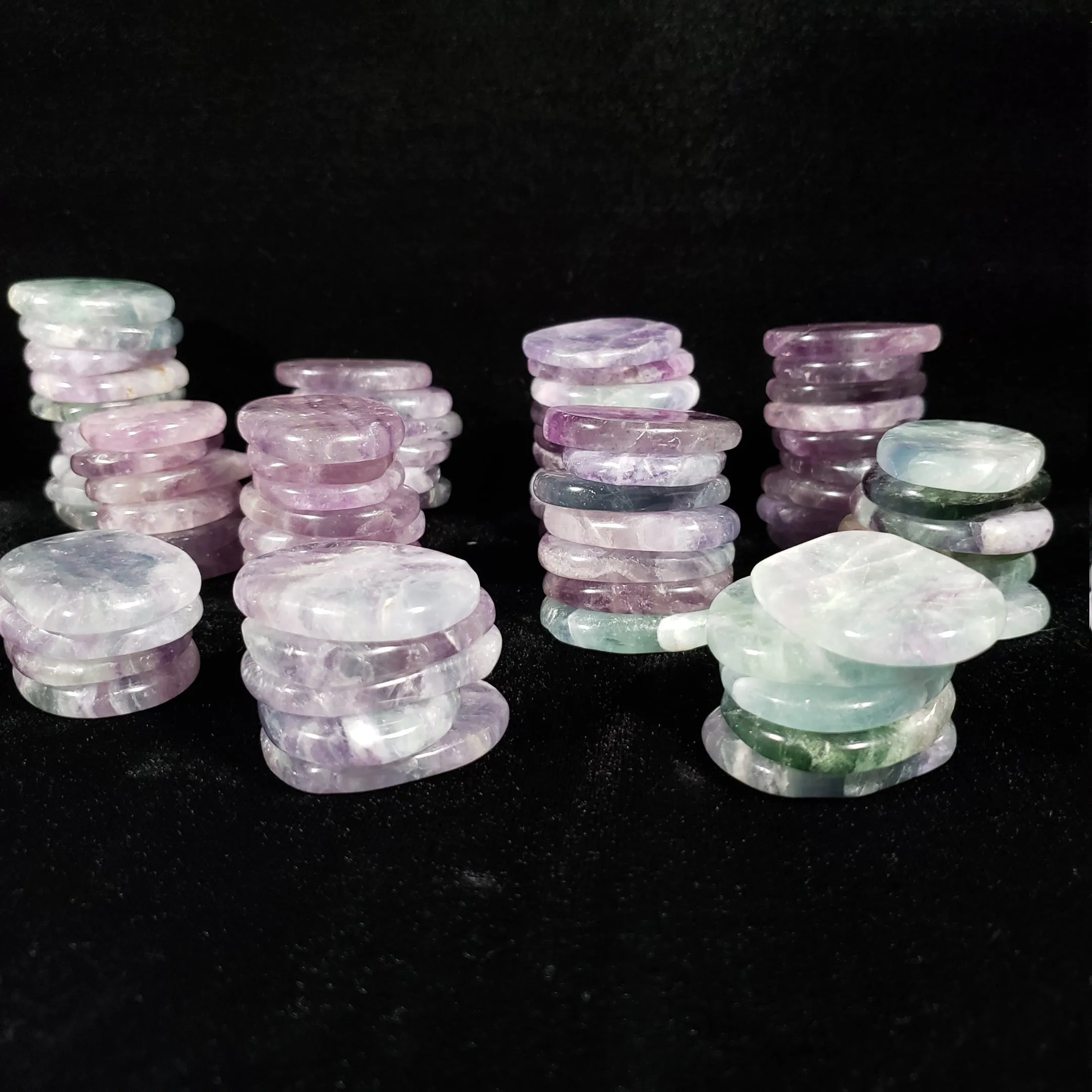 Rainbow Fluorite Flat Palm Stone