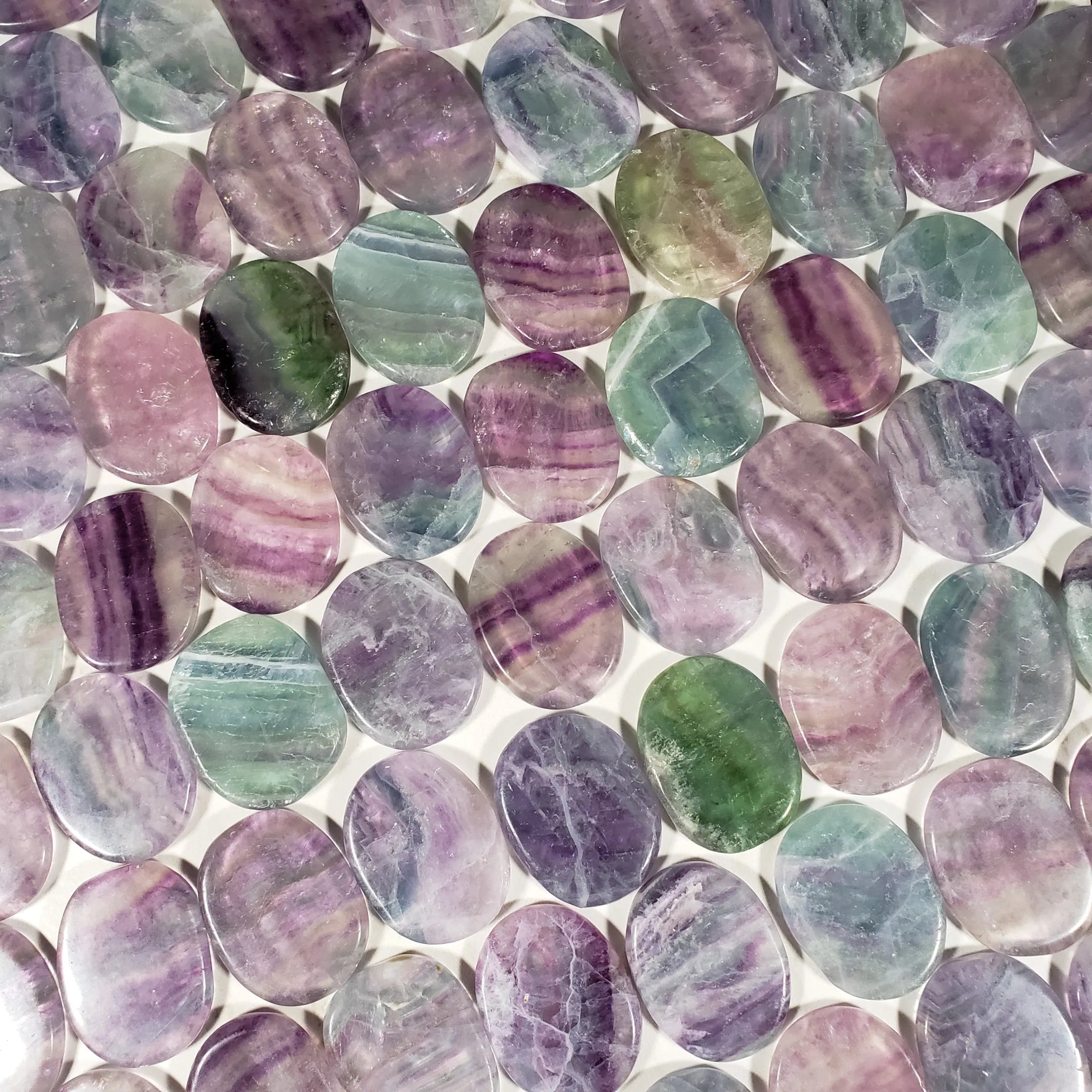 Rainbow Fluorite Flat Palm Stone