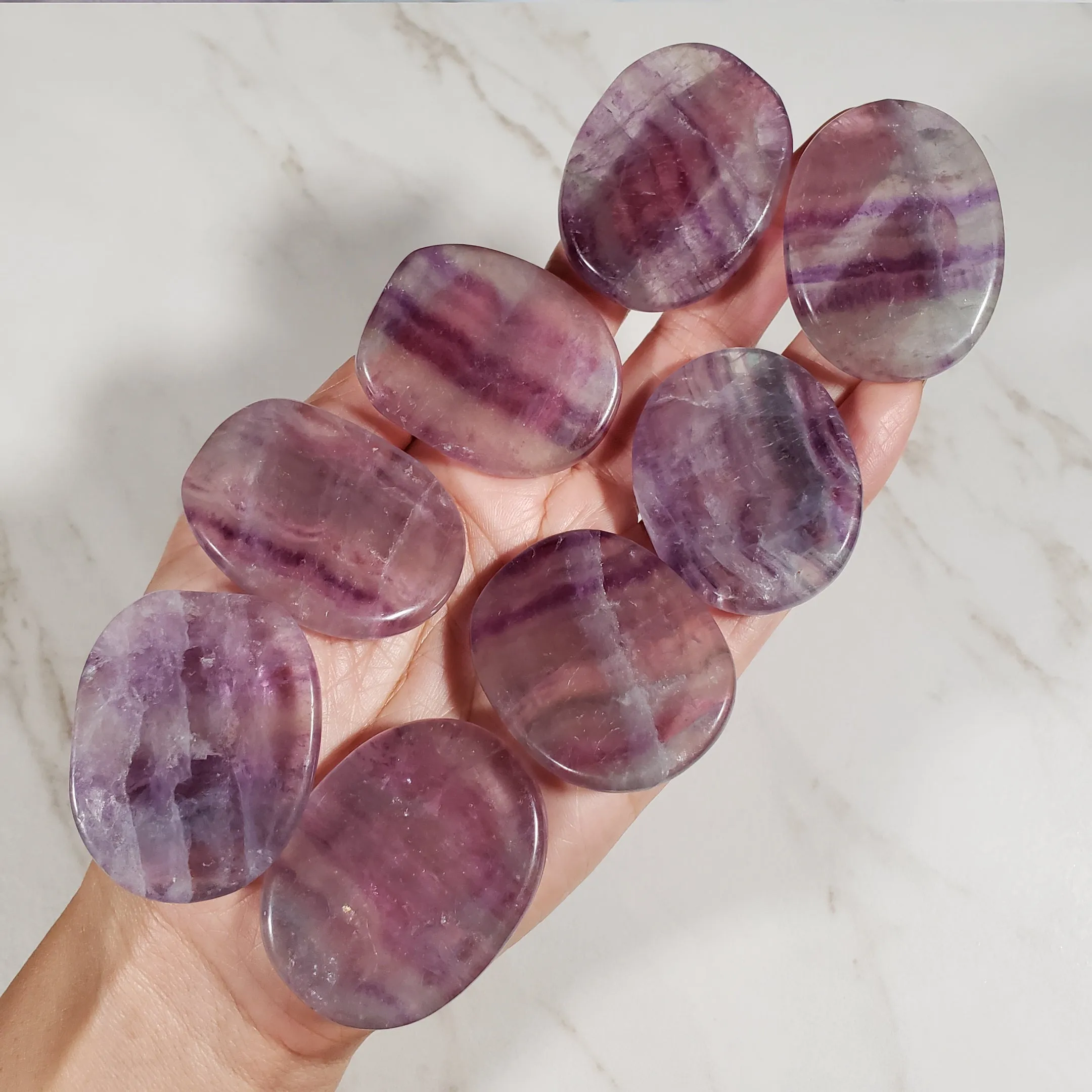 Rainbow Fluorite Flat Palm Stone