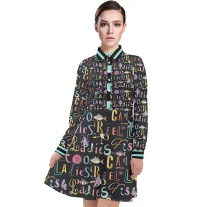 Reel Ladies Fish Long Sleeve Chiffon Shirt Dress